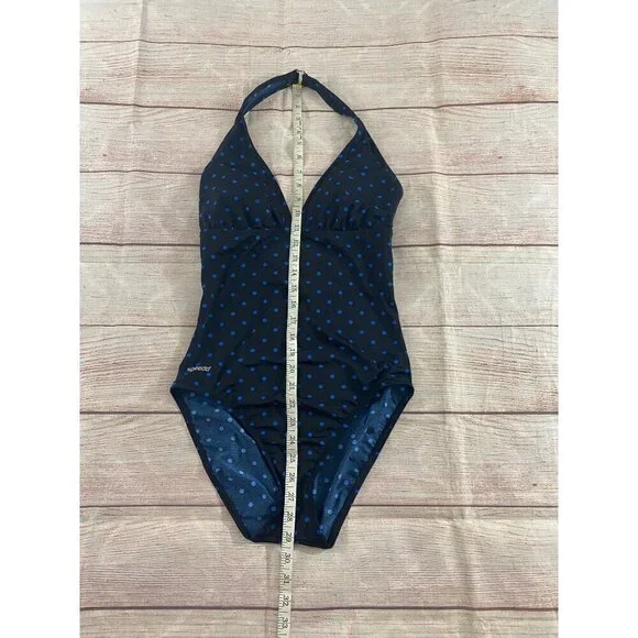 Speedo Women's Blue Polka Dot One Piece Swim Suit - 10 - Picture 4 of 12